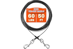 Mi Metty Dog Tie Out Cable,50ft Dog Run Cable,Tie-Out Cable for Small Dogs Up to 60 lbs,Dogs Leash Tether for Yard,Camping and Outside