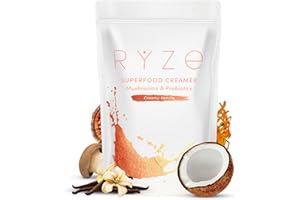 RYZE SUPERFOODS Probiotic Coffee Creamer with 6 Organic Adaptogenic Mushrooms & Probiotics for Energy, Focus, Digestion with USA Grown Turkey Tail, Shiitake, Lions Mane, Reishi, Gluten Free 30 serving
