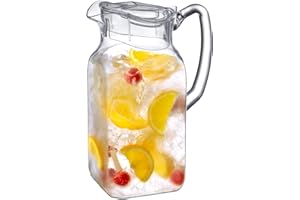 Amazing Abby - Quadly - Acrylic Pitcher (64 oz), Clear Plastic Water Pitcher with Lid, Fridge Jug, BPA-Free, Shatter-Proof, Great for Iced Tea, Sangria, Lemonade, Juice, Milk, and More
