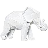 Hebdids Home Elephant Statue - Handmade Resin Paper Folding Elephant Ornament, Elegant Ivory White Desktop Display, Perfect F