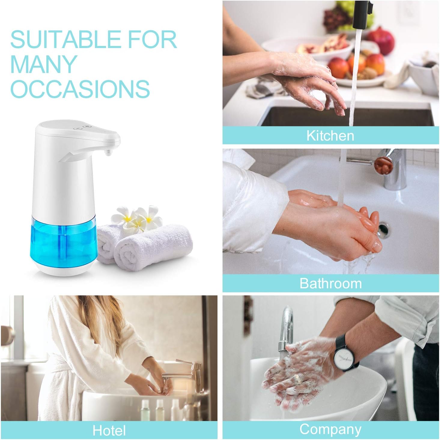 Automatic Foaming Soap Dispenser 350ml/12.3 oz, Smart Infrared Sensor Premium Waterproof IPX4, Battery Operated Countertop Automatic Soap Dispenser Touchless for Bathroom Kitchen Toilet Office Hotel: Home & Kitchen