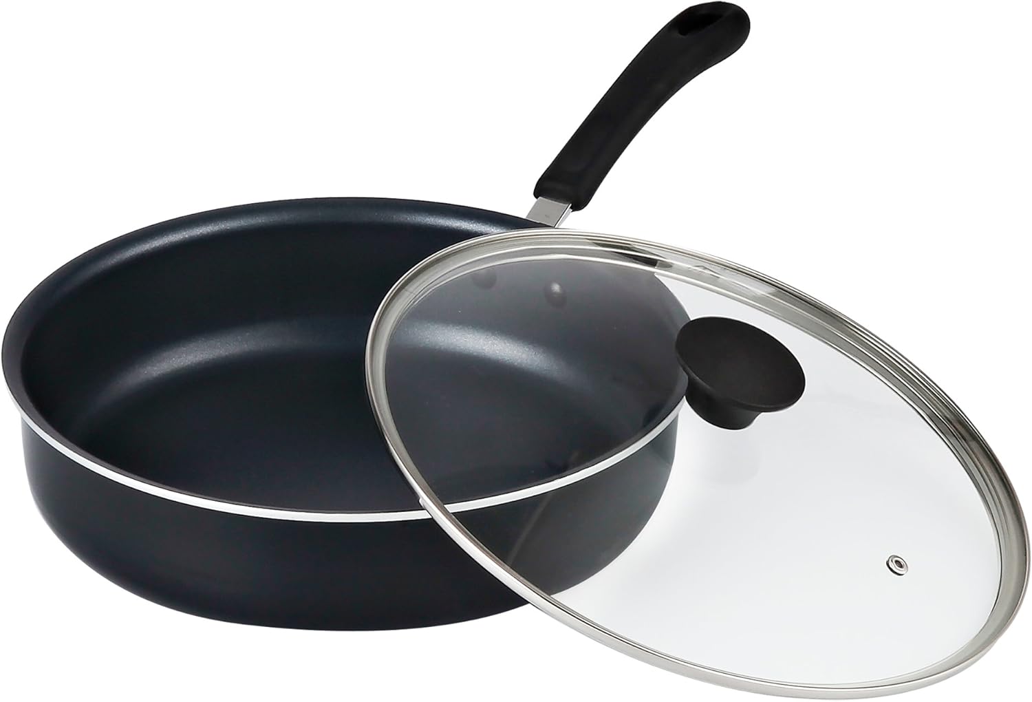 Cook N Home Nonstick Deep Fry Jumbo Cooker with Lid, Black 10.5-Inch Saute Pan: Kitchen & Dining