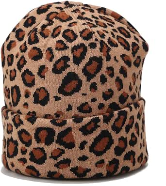 Leopard Print Beanie Hat Trendy Animal 