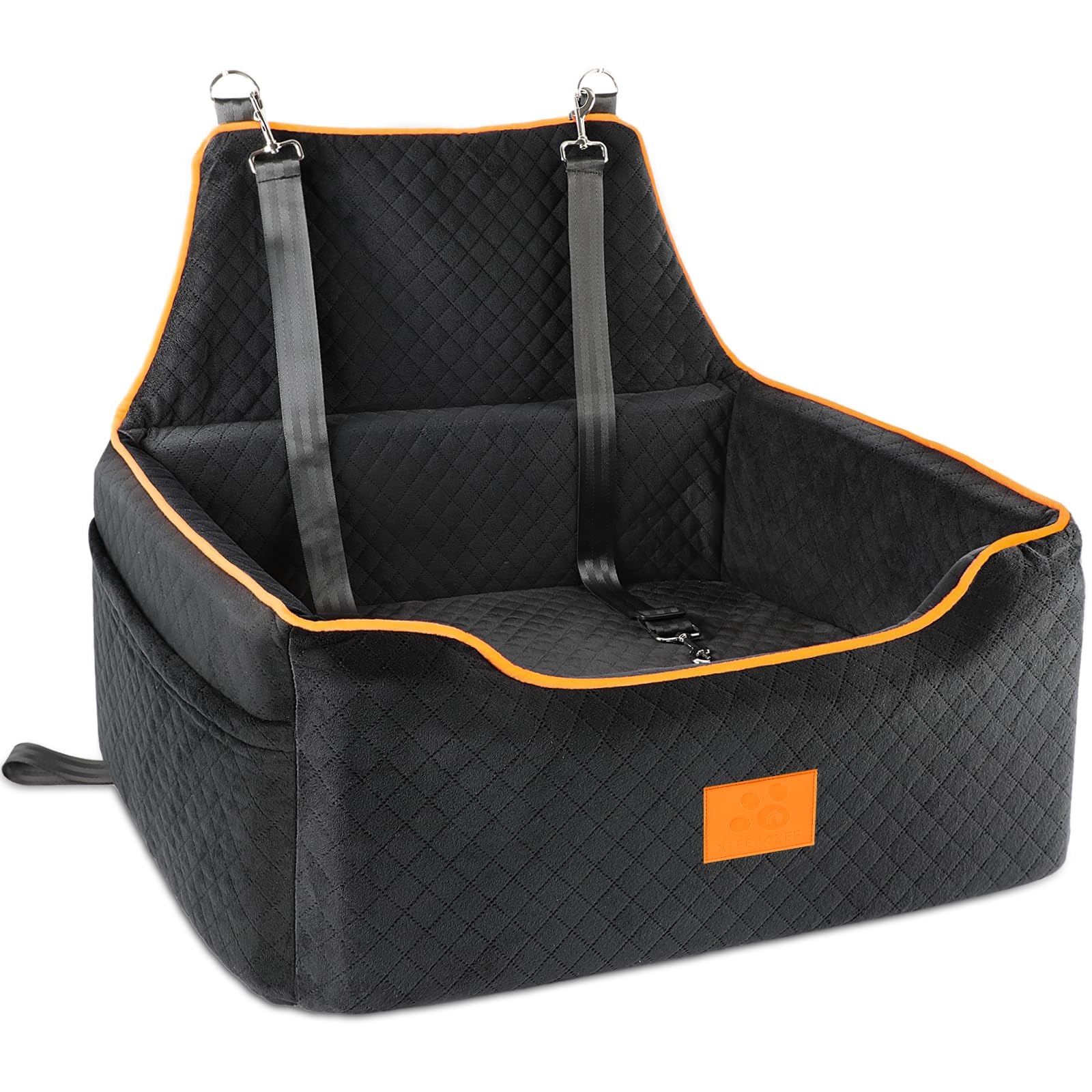 Photo 1 of XIEEAOZEE Dog Car Seat for Large/Medium Dog, Booster Seat for Dogs Under 55Lbs or 2 Small, Detachable and Washable Travel Pet Seat with Thick Cushion and Storage Pockets (Black)