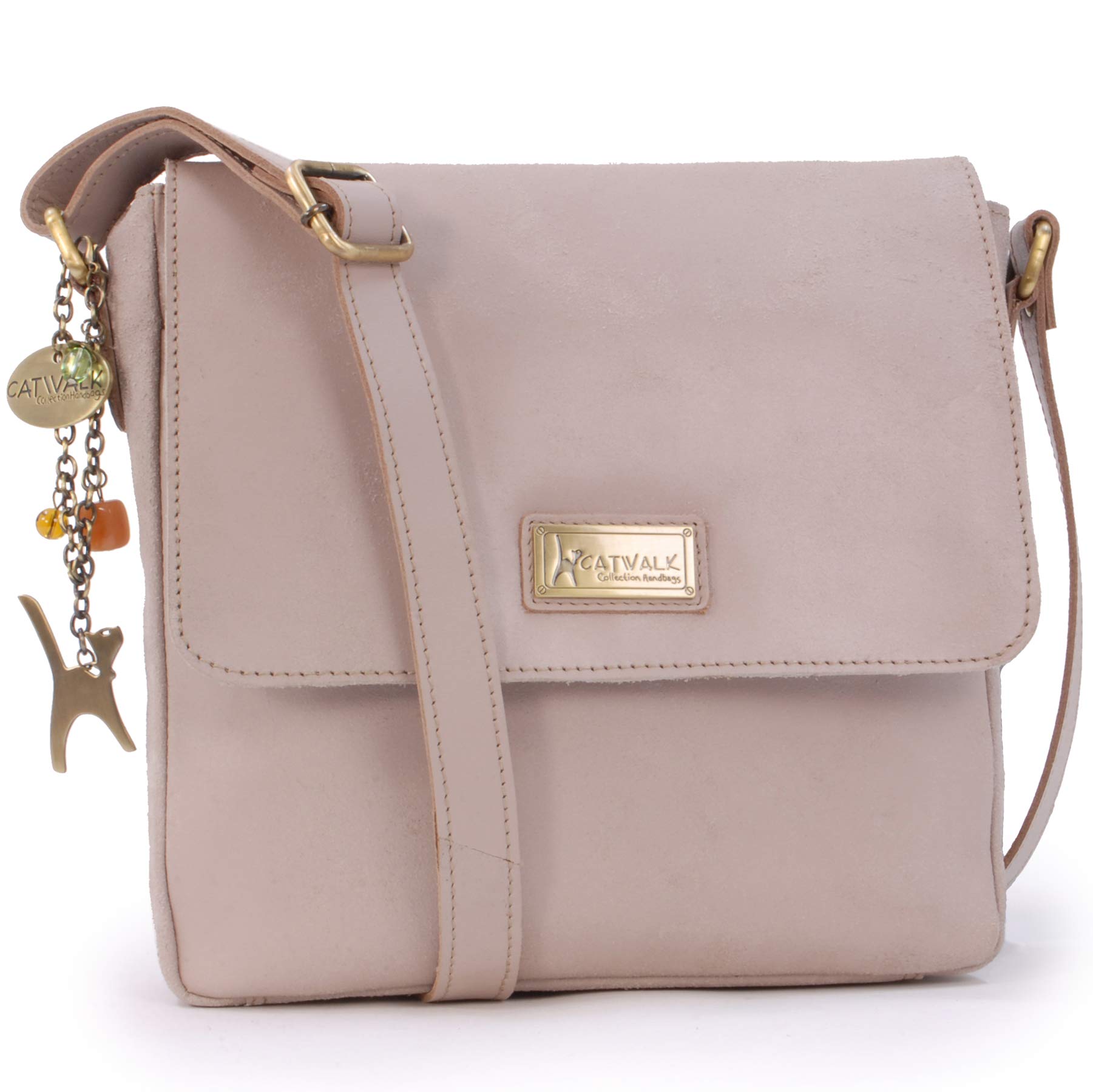 Catwalk Collection Handbags - Distressed Leather Cross Body Bag For Women - Medium Messenger - A5 Size Organiser Work Bag - Sabine M - Black โ image 1