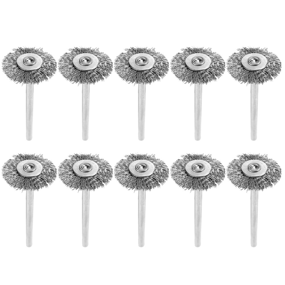10Pcs 25mm Mini Stainless Steel Wire Brush Polishing Wheel for Rotary Tool Grinder Metal Cleaning and Rust Removal