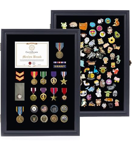 Military Challenge Coin Display Case Cabinet Rack Holder...