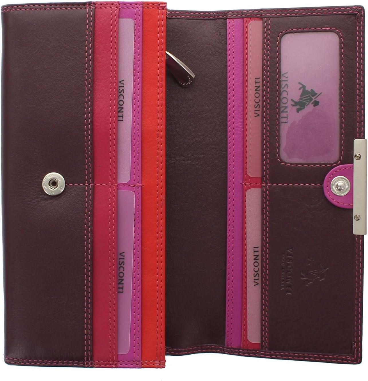 VISCONTI Soft Leather Rio Ladies Purse Style RFID Blocking R11 Plum Multi - Image 5