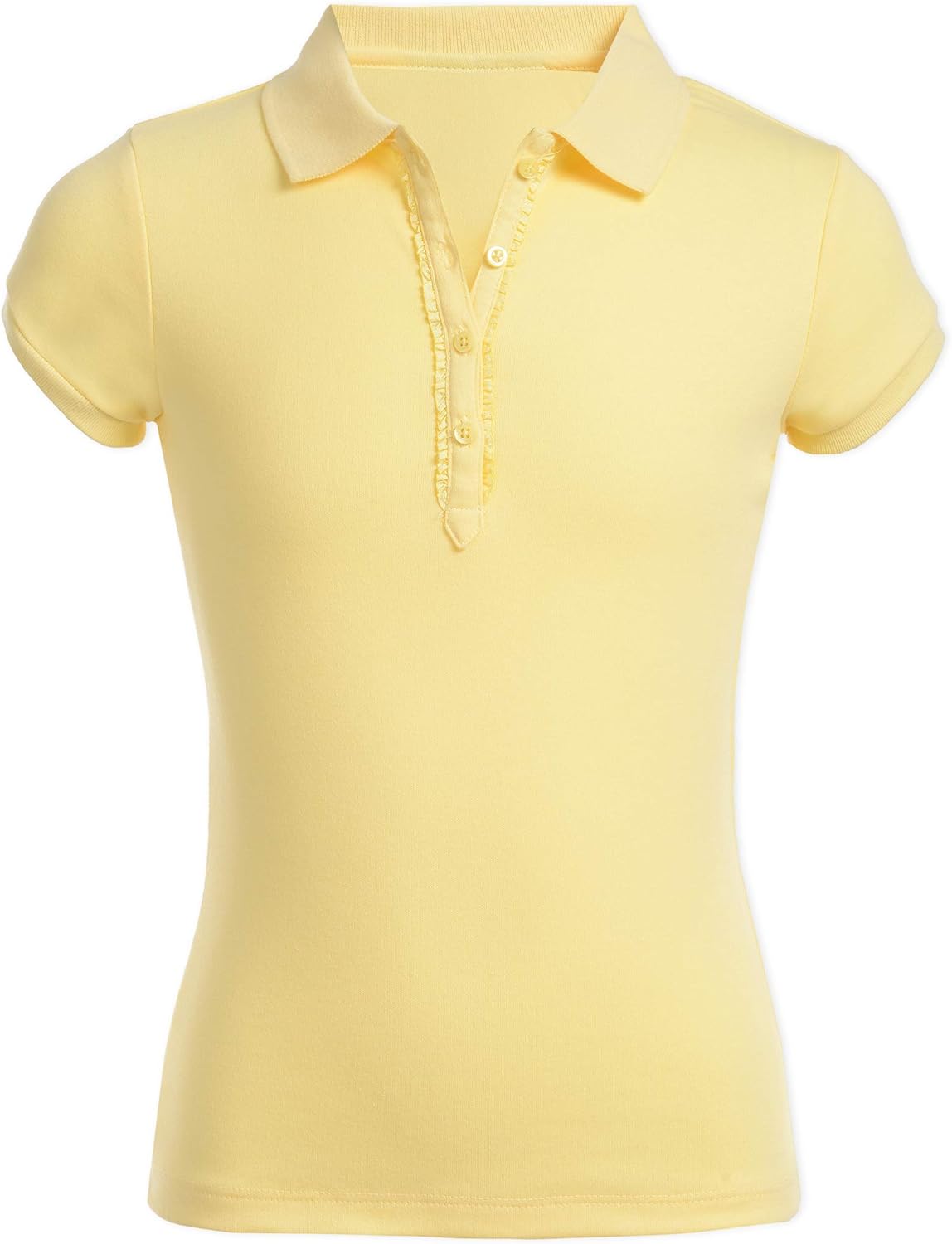 Nautica Girls' School Uniform Short Sleeve Polo with Ruffle Placket: Clothing