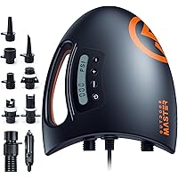 OutdoorMaster 20PSI High Pressure SUP Air Pump The Shark - Dual Stage Inflation & Auto-Off Feature, Deflation Function, 12V D
