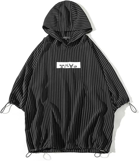 Amazon ニカ メンズ Tシャツ フードパーカ 半袖 メンズ シャツ ストライプ パーカー 夏 薄手 カジュアル コットン Tシャツ メンズ ストライプ 韓国風 ファッション シンプル 無地 Tシャツ カットソー 通販