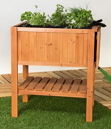 HT Hochbeet Pflanztisch Kräuterbeet Tannenholz mit Ablage für Balkon und Terrasse