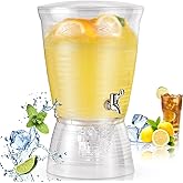 Tioncy 1 Pcs Acrylic Beverage Dispenser with Spigot 2.7 Gallon/ 10 l Clear Drink Water Dispenser Countertop with Detachable Base Iced Juice Container Unbreakable for Wedding Party