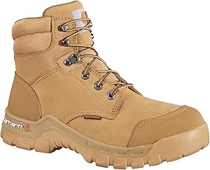 Carhartt Men's 6" Rugged Flex Waterproof Breathable Composite Toe Leather Work Boot CMF6356, Wheat, 12 W US