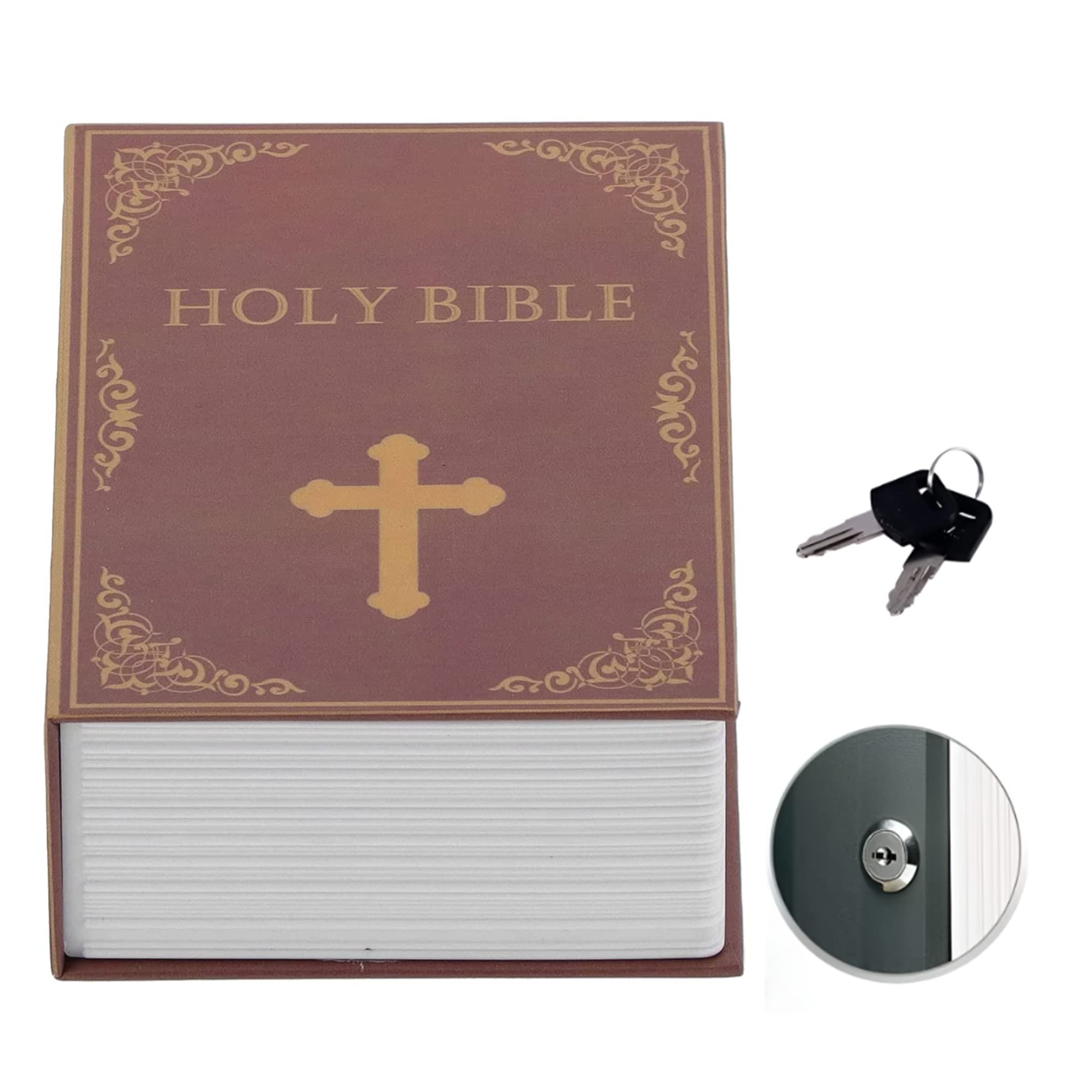 Diversion Book Safe with Key Lock, Hidden sturdy small safe,Portable Cash Jewelry secret safe,Classical Design Book Safe