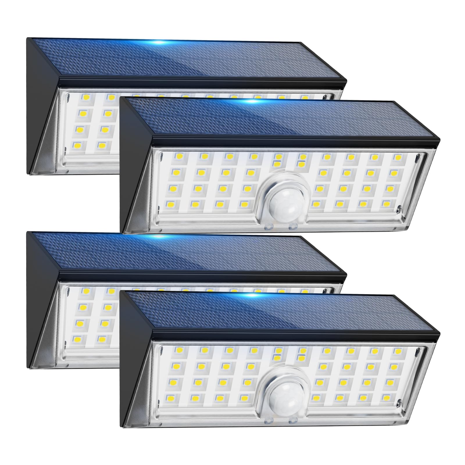 Photo 1 of ROSHWEY Motion Sensor Outdoor Lights, 4 Pack Solar Powered Flood Security Lights Waterproof with Motion Detector for Outside, Wall Fence Lighting for House Yard Garage Patio Pathway