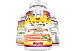 FRESH HEALTHCARE Turmeric Curcumin with BioPerine 1950mg - Natural Joint & Healthy Inflammatory Support with 95% Curcuminoids Complex - Black Pepper for Max Absorption - Non GMO, Gluten Free - 180 Capsules