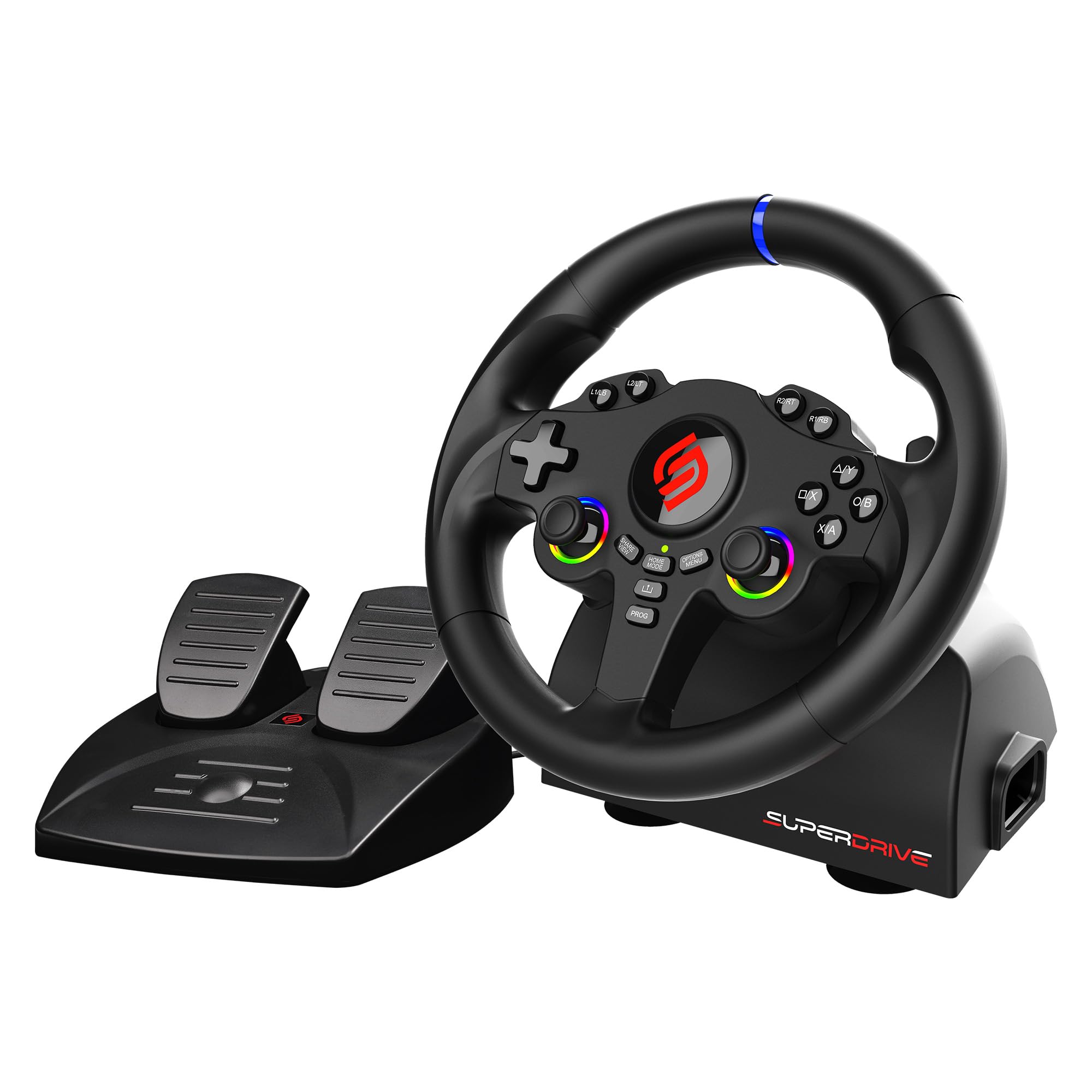 SUBSONIC - Superdrive 220 RS-5 Steering Wheel compatible PS5 - Racing Wheel with Dual Joysticks, Pedals and Paddles - 22 cm Diameter, 180° Rotation. Compatible with PS5 and PC - Black