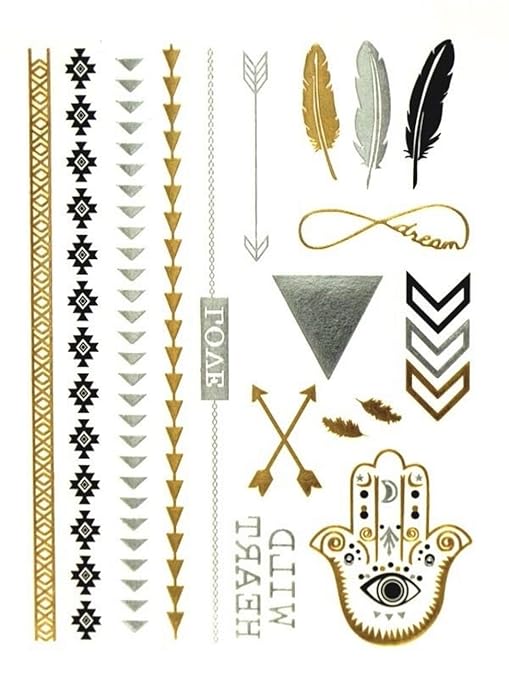 Bling your Body mit Flash Metallic Tattoos Gold Schwarz Silber Schmuck Tattoo für Körper Finger Arme