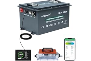 OGRPHY 36V Lithium Golf Cart Battery, 200A BMS(1000A Peak Current), with Touch Monitor & Mobile APP, 4000+ Cycles 36V Lithium Battery with 25A Charger, Perfect for Golf Carts, Trolling Motor(105AH)