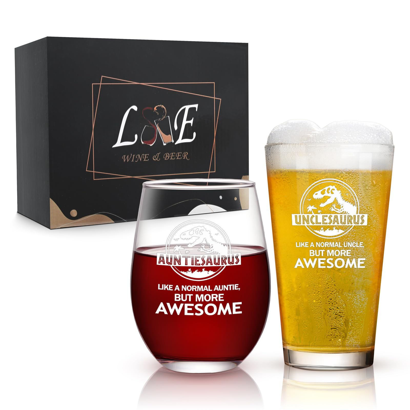 Joymaking's 17oz Christmas Wine Glass Set for Auntie and Uncle