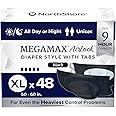 NorthShore MegaMax AirLock Breathable 9-Hour Heavy-Duty Tab-Style Adult Diapers, X-Large, 48 Count Case, Black, 50-60 inches, Unisex Incontinence Underwear