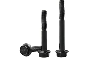 YIIFLY M10 x 55mm Flanged Hex Head Bolts Flange Hexagon Screws, M10x1.5 Bolt, 10.9 Grade Alloy Steel, Hexagon Head Bolts, Bla