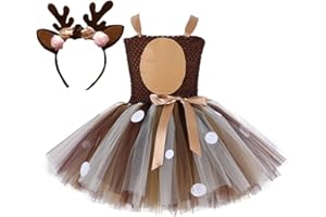 Tutu Dreams Halloween Animal Costumes for Kids Girls 1-10Y Reindeer Giraffe Tiger with Headband Halloween Dress Up Clothes