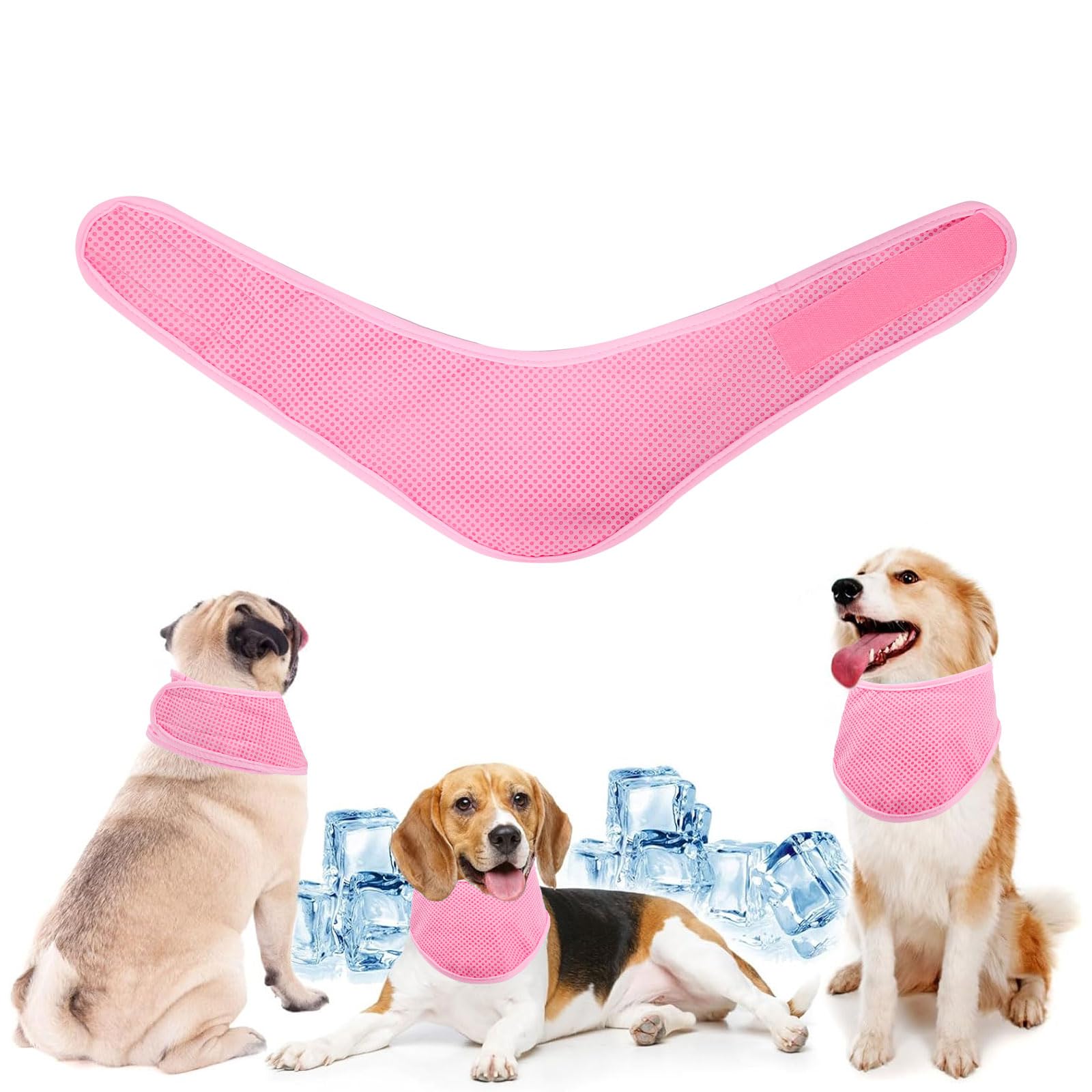 Dog Cooling Bandana, Breathable Pet Cooling Collar for dogs, Instant Cooling Neck Wraps Ice Scarf for Summer (Pink, S)