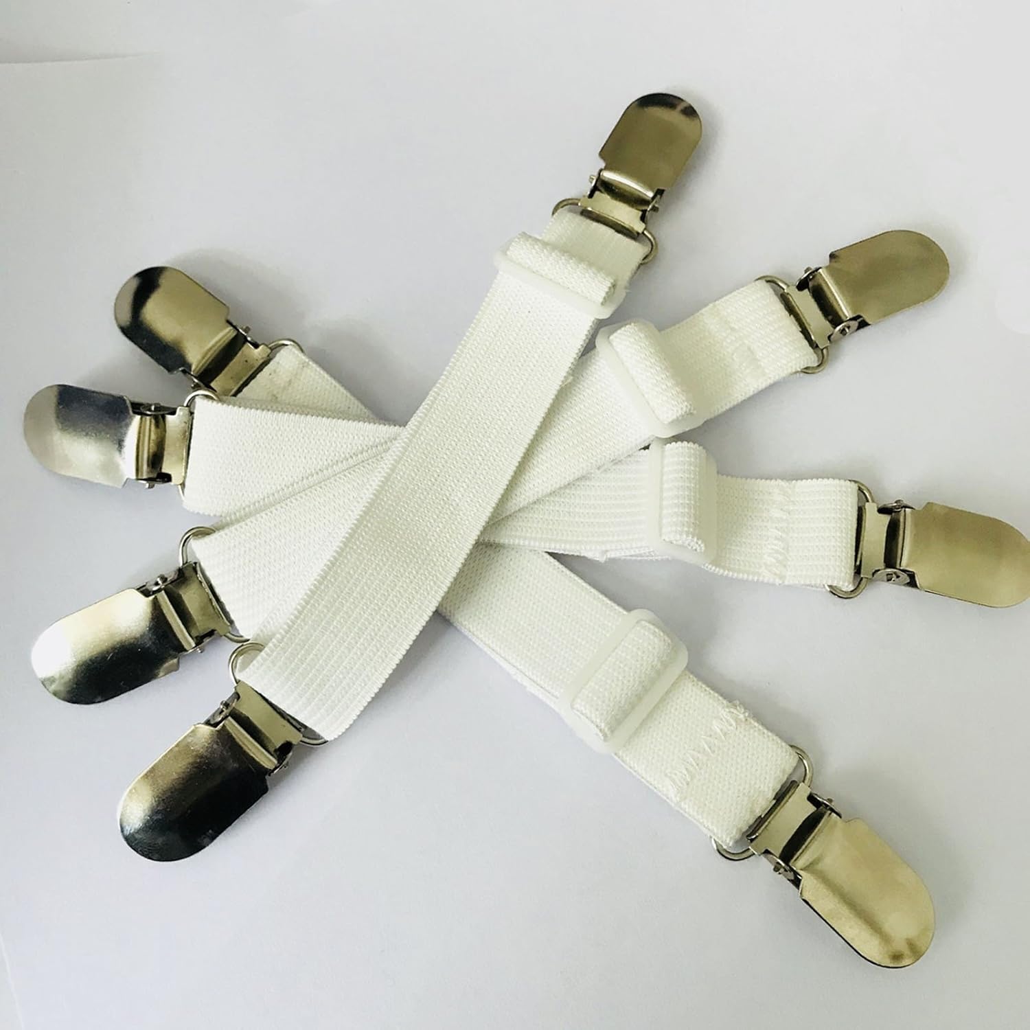 8pcs(2 Sets) Sheet Straps Suspenders Band Adjustable Bed Corner Holder Elastic Fasteners Clips Grippers Mattress Pad Cover Fitted Sheet: Home & Kitchen