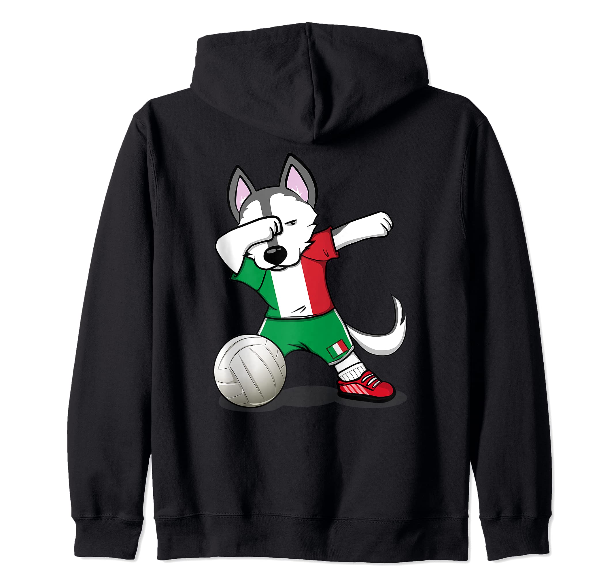 Dabbing Husky Italy Volleyball Fans Jersey - Italian Flag Zip Hoodie