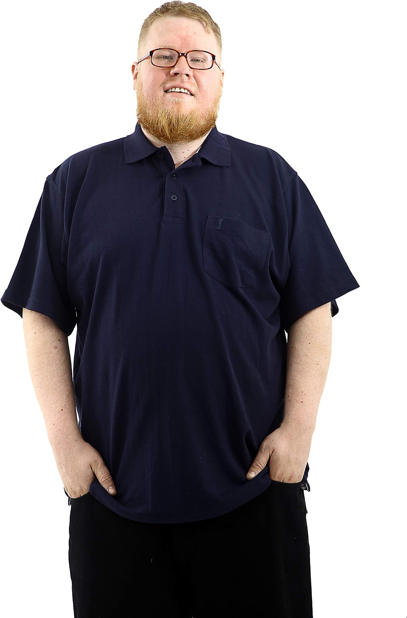 Louie JamesBig and Tall Size Plain Polo with Chest Pocket Cotton Rich T-Shirt Top Large Size Fit