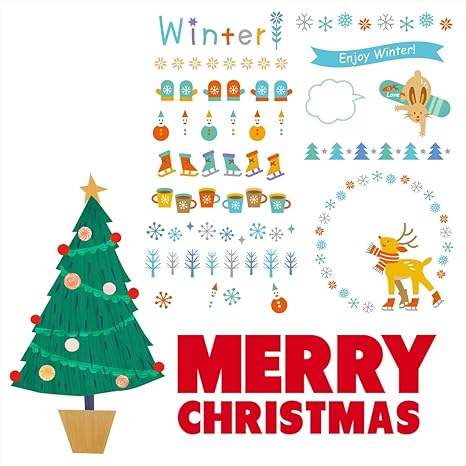 Amazon Co Jp ウォールステッカー クリスマス 飾り 60 60cm シール式 装飾 オーナメント ツリー リース クリスマス 壁紙 はがせる 剥がせる カッティングシート ツリー オーナメント トナカイ Wsm 0150 Ws ホーム キッチン