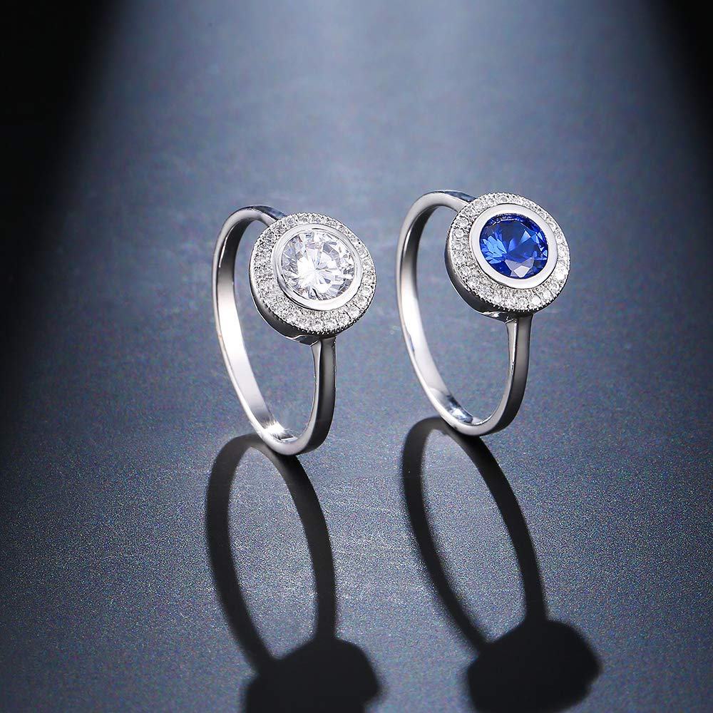 dnswez Bezel Setting Austrian Crystals Rings for Women Wedding Bridal Jewelry Classic Trendy Design Ring Size: 10