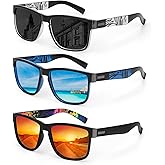 Hifot Polarized Sunglasses Men Women 3 Pairs, Sun Glasses for Cycling Driving Fishing, Sports Eyeglasses for Running Golf