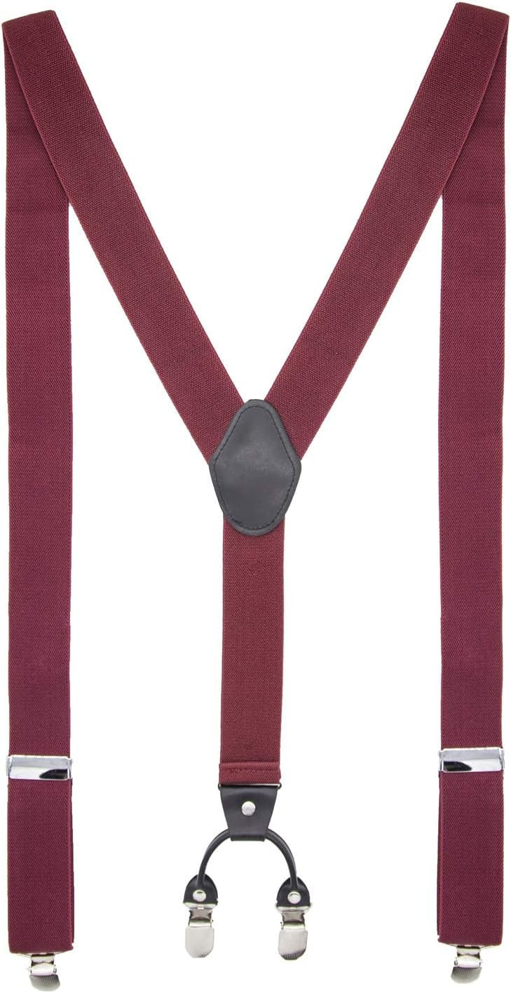 Mens Braces MLM Braces for Men Heavy Duty 4 Clips Wide 1.4" Y-Back Elastic Durable Suspenders wihth Strong Metal Clips (1 Year Warranty)