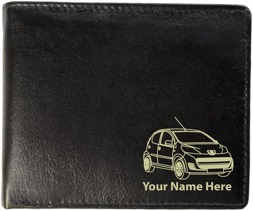 Peugeot 107 Design, Personalised Mens Leather Wallet (Toscana Style)