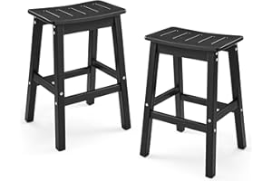 Homenjoy Outdoor Bar Stools Set of 2, 25" HDPE Counter Height Bar Stools, All Weather Resistant Patio Bar Stools for Balcony, Backyard, Black