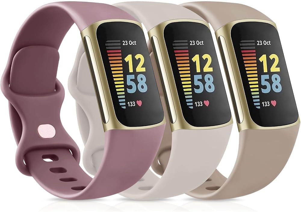 AK Pack 3 Straps for Fitbit Charge 5/6 Small Large Soft TPU Bands