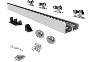 JUBEST Bypass Door Hardware 72", Aluminum Sliding Closet Door Hardware Set with Finger Pull Included, Smoothly and Quietly, for 2 Door System, Fit Door Thickness 1 3/8" or 1 3/4", Easy to Install