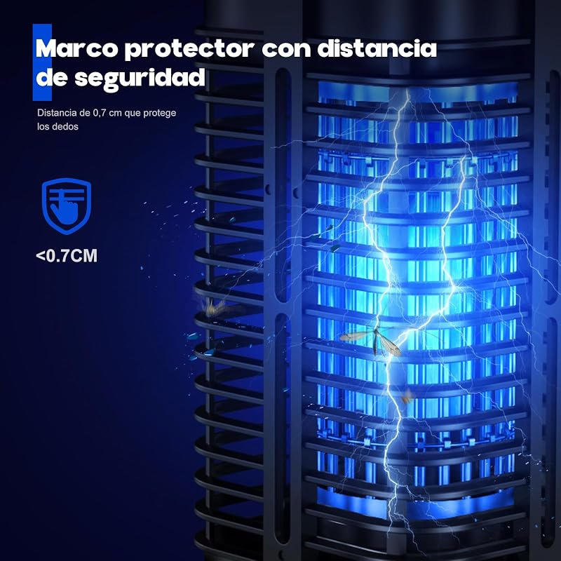 Lampara Antimosquitos, 20W Eléctrica Mata Mosquitos UV de 4000V, Matainsectos Eléctrico IPX4 para Interior y Exterior, 100㎡ Cobertura, Silenciosa y Segura para Hogar, Dormitorio, Jardín y Terraza