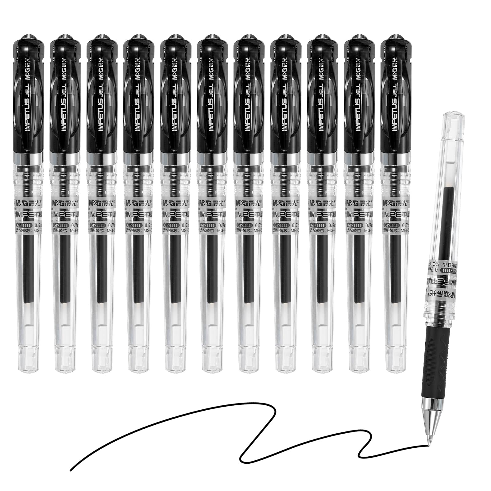 M&G Gel Pen Medium Point 0.7mm, 24 Pack Quick Dry Smooth Black Gel Ink Rollerball Pen for Home Office Writing Note Taking Journaling Business, Style 6