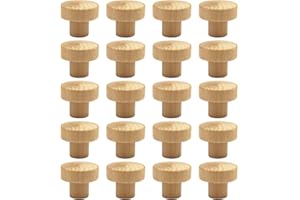 WEICHUAN 20PCS Round Unfinished Wood Cabinet Furniture Drawer Knobs Pulls Handles (Diameter: 3.6cm Height: 3cm)