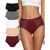 MIOTAN Women's Underwear Cotton 5 Pack Lace Panties Full Coverage Comfortable Breathable Ladies S-XXL