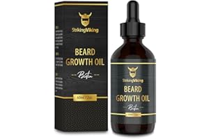 Striking Viking Beard Growth Oil with Biotin Sandalwood – Thickening & Conditioning Beard Oil for Men Growth - Naturally Derived Beard Growth Serum for Facial Hair Growth for Men, 2 Fl Oz (Pack of 1)