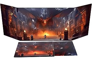 CZYY DM Screen 4-Panel Cardboard Game Master Screen with Erasable & Clear Pockets, Dungeon Artwork Game Master Shield Tool for Dungeon Master and RPG Player (Style A)