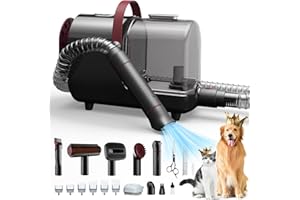 Bunfly Dog Hair Vacuum & Pet Grooming Kit - 13,000KPa Powerful Suction, 99% Pet Hair Removal, 3.5L Capacity, 16 Grooming Tools for Dogs, Cats & More, Home Cleaning-Black&Purple