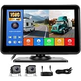 1080P Backup Camera System Kit,7" Reversing Monitor with Record Function | Night Vision DVR Monitor 2 Camera 2 Split Screen+Waterproof Reverse/Front View Camera for RV/Semi Box Truck