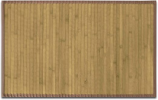 Casa Pura Tapis De Bain Bambou Naturel Hypoallergénique Antidérapant Rebord Marron Clair 90x120cm