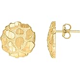 10kt Yellow Gold Mens Nugget Stud Earrings